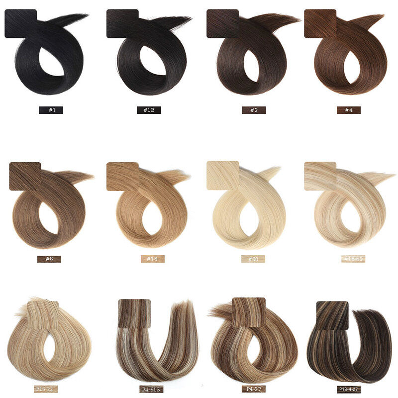 Extensions de Cheveux Humains Lisses pour Femmes, Vrais Cheveux Brésiliens Naturels Remy, Trame de Peau Blonde, Extension de Cheveux Adhésifs
