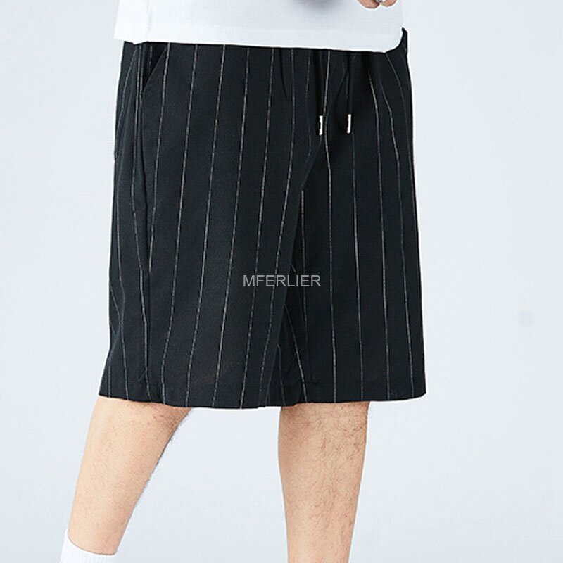 Verão calções oversize 6xl cintura 130cm 5xl plus size listrado calções masculinos