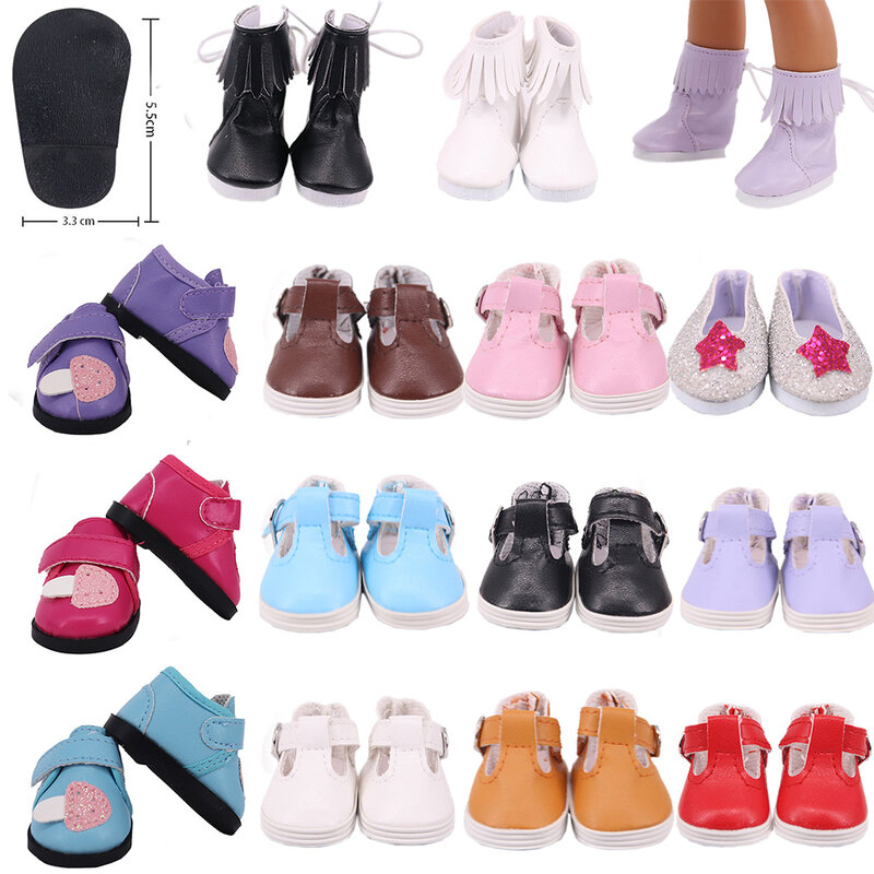 PU Buckle Doll Shoes para American Doll, sapatos causais para BJD EXO, boneca de algodão, brinquedo de menina, presente russo, 5 cm, 14 pol, 30-33cm, 30-33cm