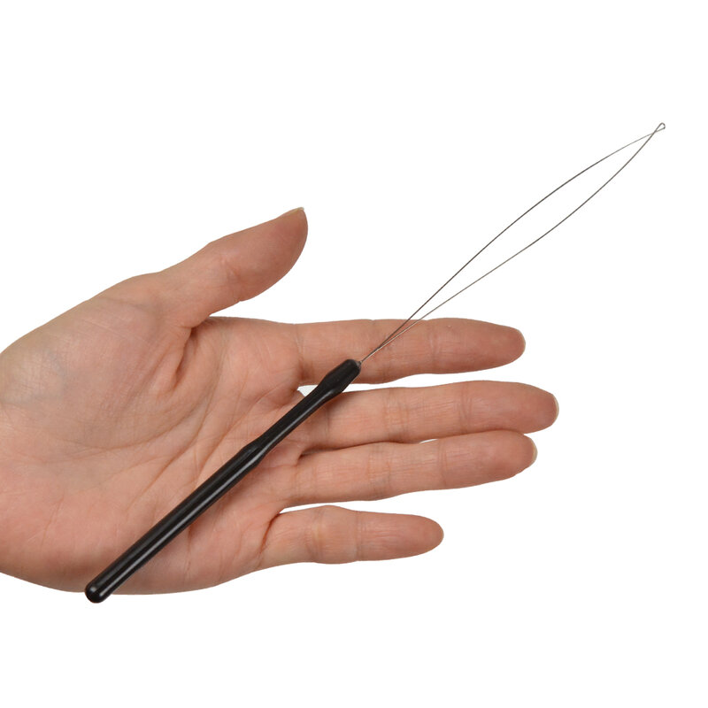 10 pcs Hair Extensions Loop Needle Pulling Hook Tool Needle Threader Loop Tool for Silicone Microlink Beads