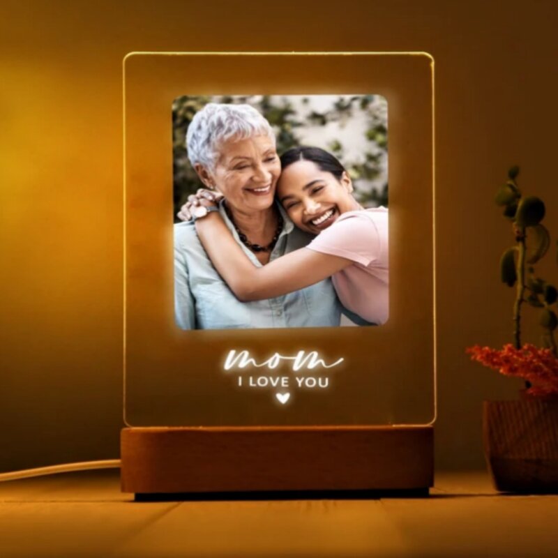 Lampu malam foto pribadi untuk hadiah Hari Ibu dekorasi terbaik ibu pernah 3D lampu meja foto kustom lampu LED Ibu ide hadiah
