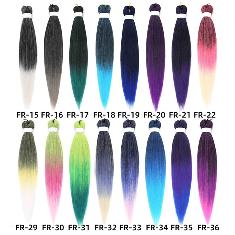 Rambut kepang 26 inci ekstensi rambut sintetis pra-melar untuk Afro Crochet kepang hitam biru merah muda ungu 1 buah