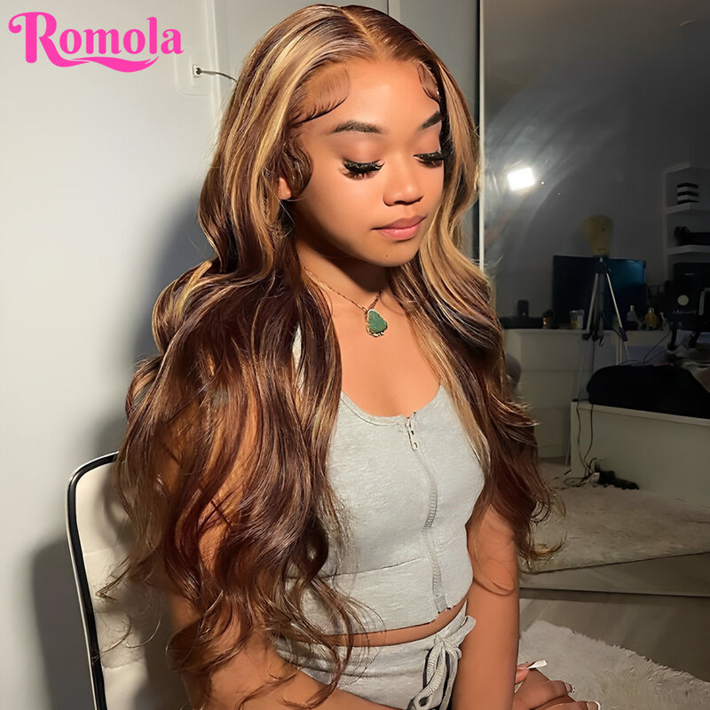 30 Inch Highlight Wig Human Hair Body Wave Lace Front Wig Brazilian Glueless Colored 13x4 13x6 Hd Lace Frontal Wigs For Women