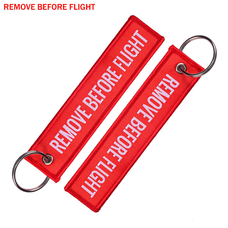 REMOVE BEFORE FLIGHT Embroidery Key Chain For Car Motorcycles Keys Gift Fashion Key Ring  Jewelry