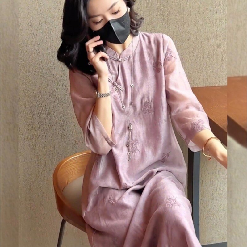 Gaun Cheongsam Tiongkok bordir Retro, Gaun gaya nasional