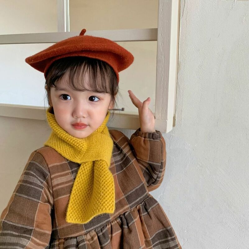 Lovely Autumn Cold-proof Windproof Winter Neckerchief Solid Color Muffler Shawl Children's Scarf Korean Style Wrap