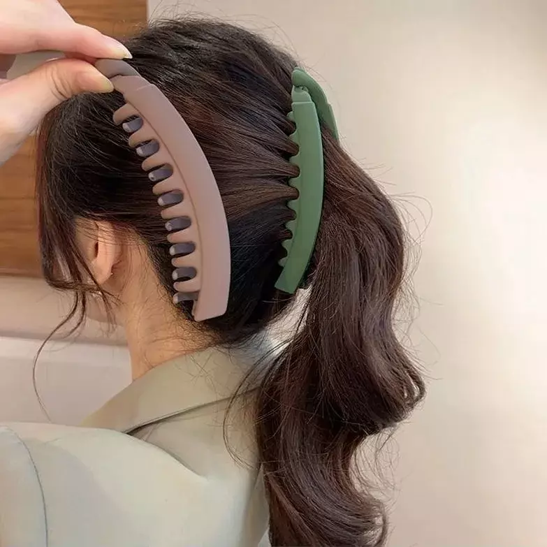 Jepit Rambut Pisang Besar Mode Cakar Rambut Buram Warna Solid Jepit Rambut Klasik Wanita Antiselip Jepit Rambut untuk Rambut Halus