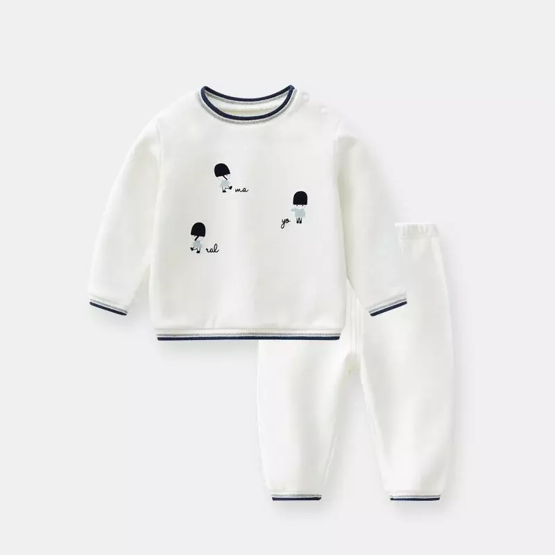 مجموعة الرضع العلوية والسفلية ، قميص أبيض مطبوع من القطن والسراويل الطويلة ، ملابس أطفال للأولاد ، الأطفال ، الخريف ، الشتاء ، 2023