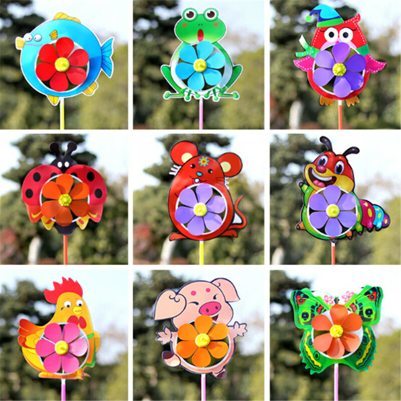 1PC Plastic Wind Spinner Windmill Cute Cartoon Animals Kids Outdoor Toys Styles Are Random And Cannot Be Specified
