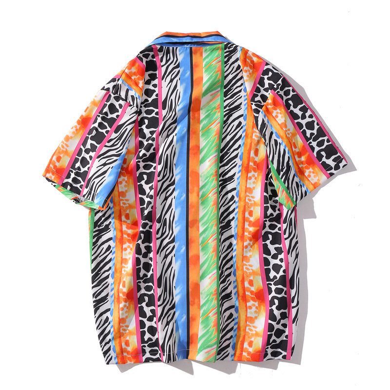 Camisa de manga corta a rayas de color para hombre, ropa de moda para jóvenes, playa, verano, 2022