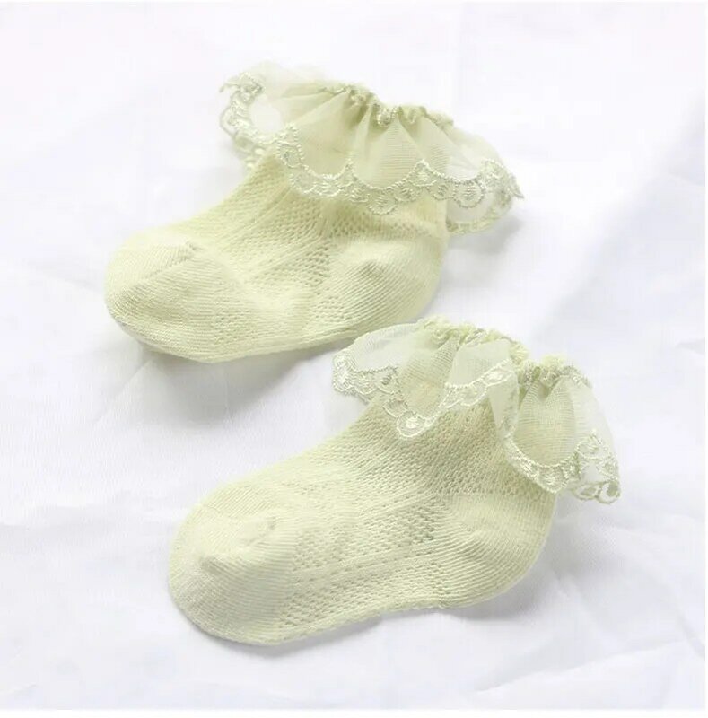 White Children's Socks Girls Summer Thin Mesh Breathable Beautiful Socks Spring and Autumn Baby Dance  Lace Princess Cute Socks