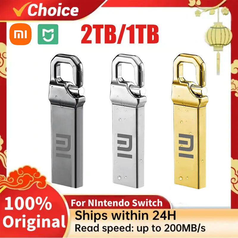 MIJIA Xiaomi Pen Drive de alta velocidade, Metal USB Stick com chave para laptop, Memória USB 3.0, 128GB Pendrive, 2TB, 1TB