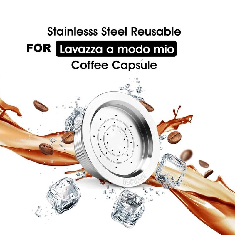 ICafilas-cápsula de café reutilizable, cesta de filtro Refilable para Lavazza a modo mio, Metal de acero inoxidable