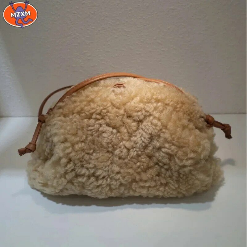 Новая сумка из овечьей шерсти в форме облака, милые плюшевые клатчи, корейский шик, миниатюрный дизайн, сумка через плечо, женский Хобо