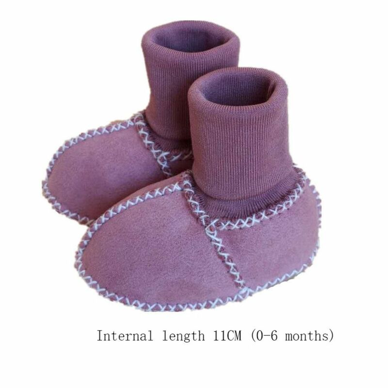 Zapatos de piel de oveja cosidos para bebé, botas cálidas naturales suaves y puras, calzado antideslizante resistente al desgaste