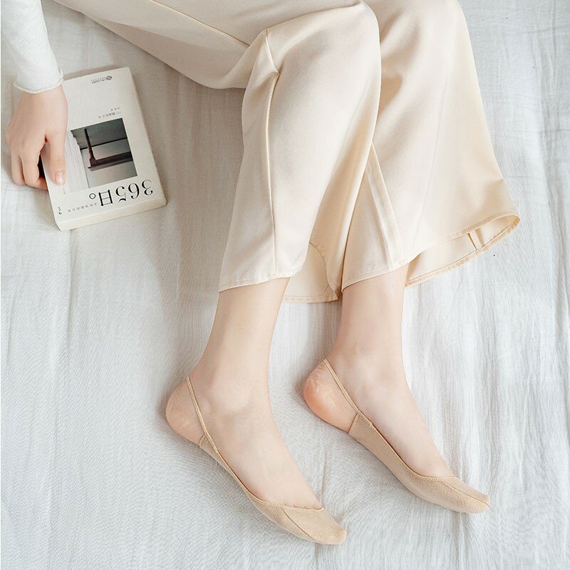 Calcetines náuticos invisibles de seda de hielo para mujer, de Color sólido medias cómodas y transpirables, simples, tendencia de moda, B122, novedad de verano