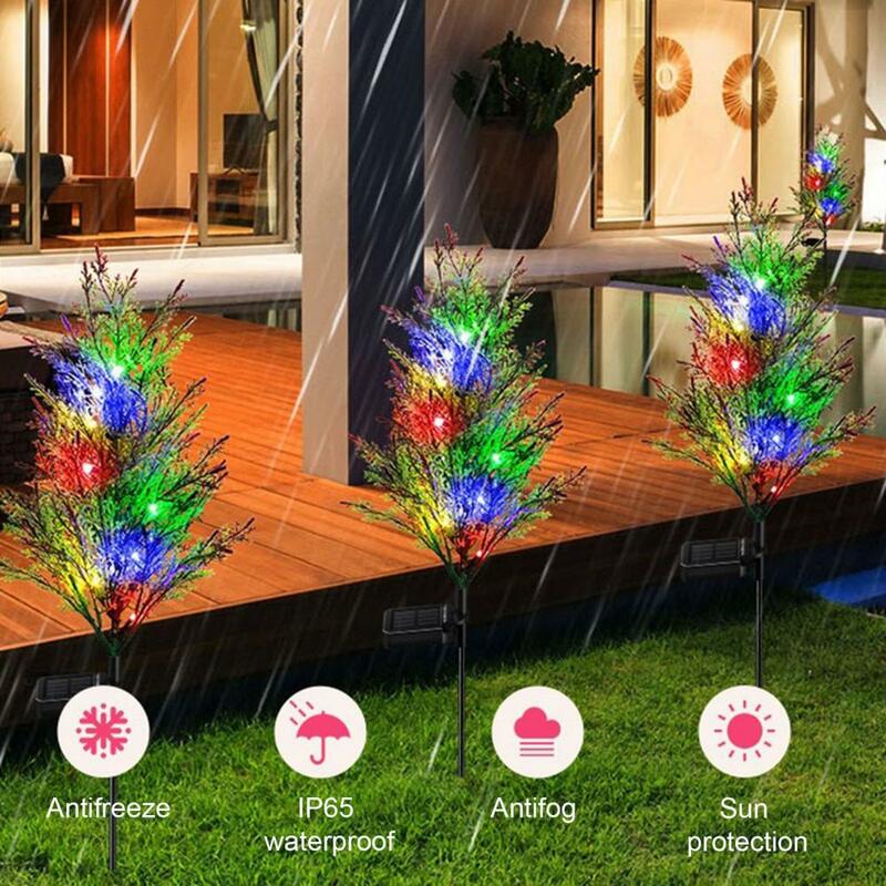 2Pcs Garden Solar Lamps Automatic Charging Christmas Solar Light Tree-Shaped Pathway Solar Lights Lawn Lamp Christmas Decoration
