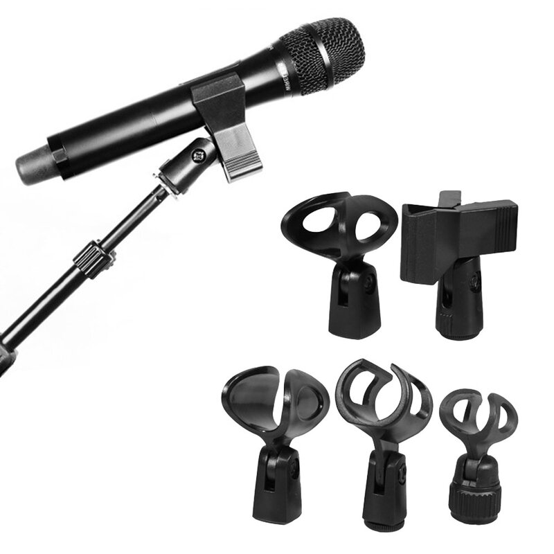 Braket klip mikrofon berbentuk U, klem klip mikrofon Universal dengan adaptor 25-46mm untuk dudukan MIK genggam, suku cadang dudukan