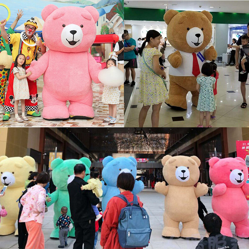 Disfraz de Mascota de oso inflable, conjunto de Cosplay rápido, adecuado para adultos, Kawaii, 3M, 150-200cm