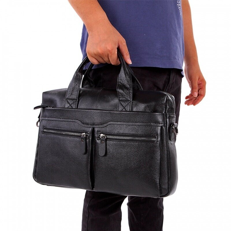 กระเป๋าเอกสารรองเท้าผู้ชายหนังแท้แนวธุรกิจใส่แล็ปท็อปได้เยอะกระเป๋าสะพายไหล่แนวย้อนยุคสำหรับผู้ชาย