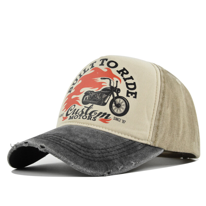 Gorra de béisbol de mezclilla lavada, sombrero para el sol, estilo Retro, Color a juego, motocicleta, primavera, otoño, gorra ajustada de Hip Hop