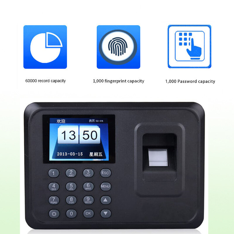 Office Fingerprint Attendance Machine Password Punch-in Apparatus English Spanish Portuguese Language Electronic Sign-in Device