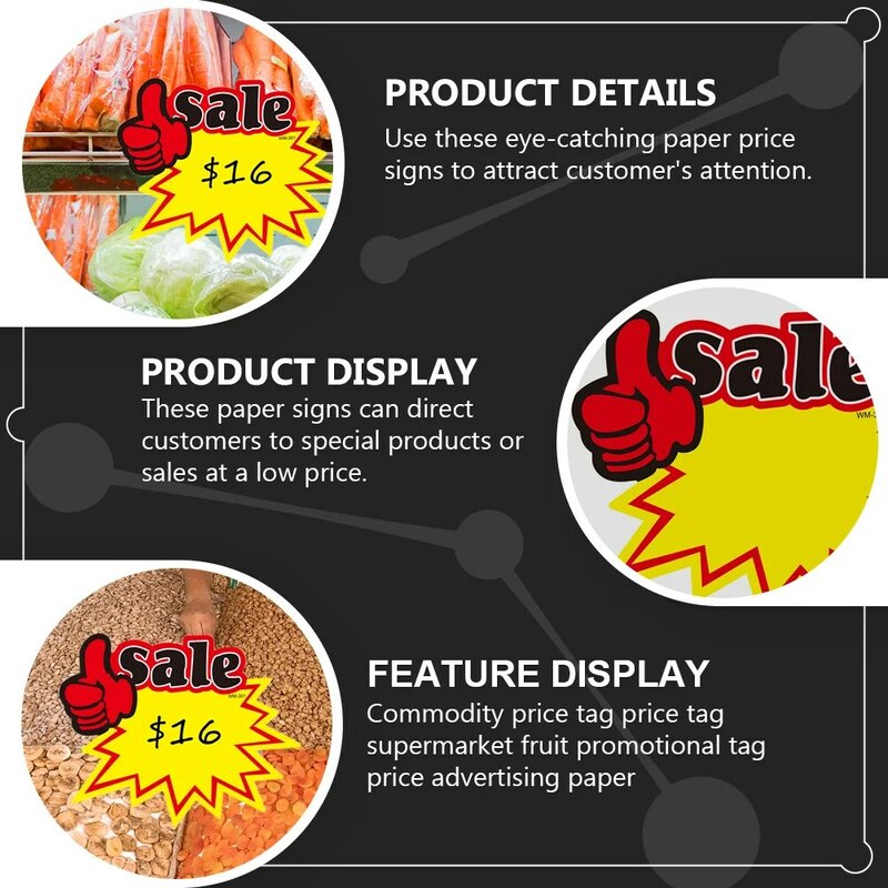 Commodity Price Tag Promotion Star Advertising Price Tags For Display Explosion Sticker Signs Price Label For Supermaket Store