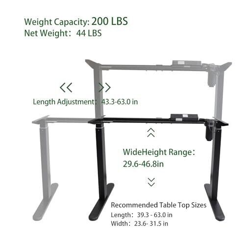 Height Adjustable Electric Standing Desk Frame 2 Leg Workstation
