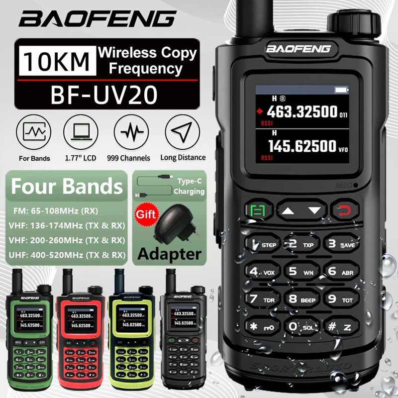 Baofeng UV-20 walkie talkie 10w 220-260mhz hohe kapazität drahtlose frequenz kopie typ c ladung 999 kanal UV-G30 pro v1 radio