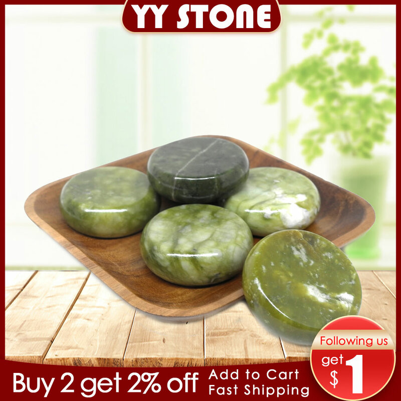 Горячие Камни для спа-процедур, 6 х6 см, красота, массажный зеленый камень, натуральный камень, горячее снятие стресса, расслабление, Нефритовый массажный набор