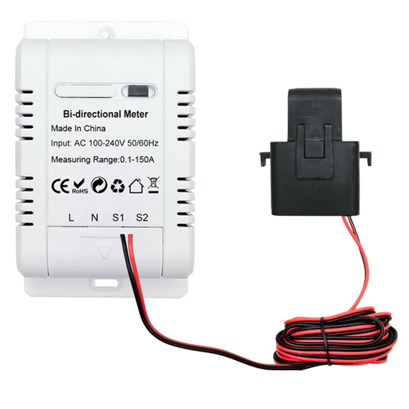 Tuya Smart Zigbee Medidor de Energia, Bidirecional Two Way, 150A Clamp, Sensor de Corrente, Solar PV, Importação, Monitor Kwh, 240VAC, 1 Pc
