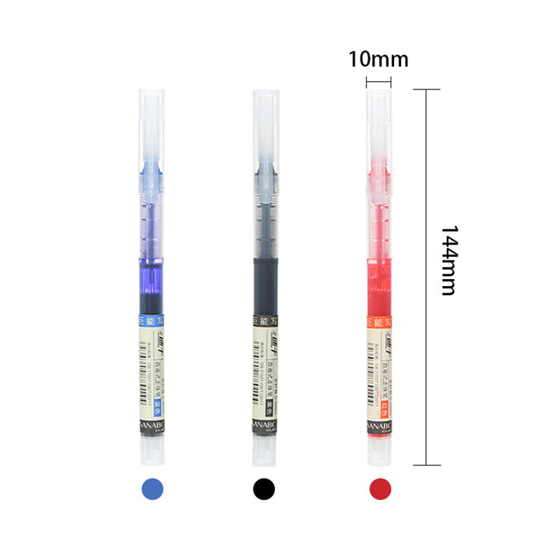 Black Red Straight Liquid Roller Pen Large Capacity Water-based Liquid Quick-drying Needle Neutral Pen