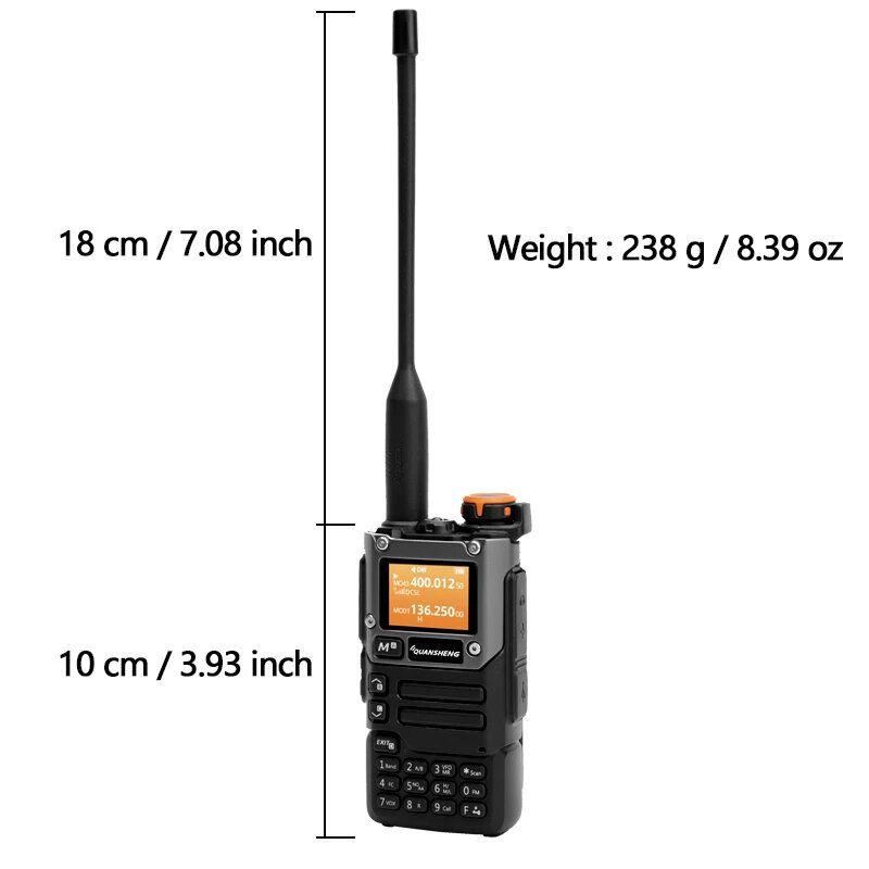 Quansheng-UV-K6 Walkie Talkie, 5W, UV-K58, UV-K5(8), rádio em dois sentidos, 50-600MHz, recepção de banda completa, carga tipo C, banda de ar, DTMF, NOAA