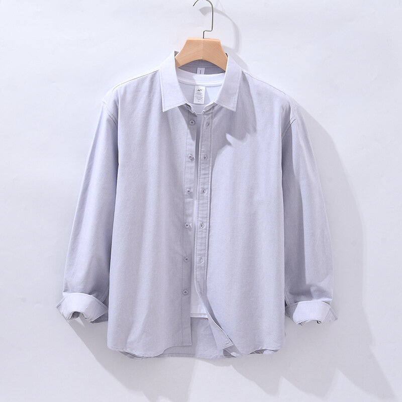 Camisa de manga larga para hombre, camisa blanca pura, ajustada, informal, de negocios, para trabajo profesional, versión coreana, 813
