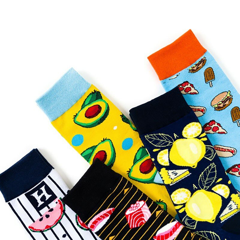 Cotton Socks Creative Hamburgers Food Printing Personalized Trend Street Skateboarding Hip-hop Sports Style In Tube Socks N210