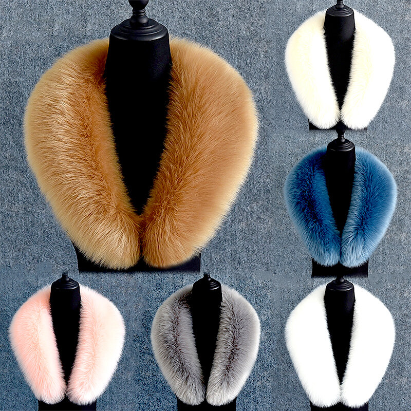 2023 Winter New Fox Fur Collar Down Coat Hat Fur scarf Coat Fur For Hood Trim Edge Collar Shawl Large Muffler Ladies Wrap мех