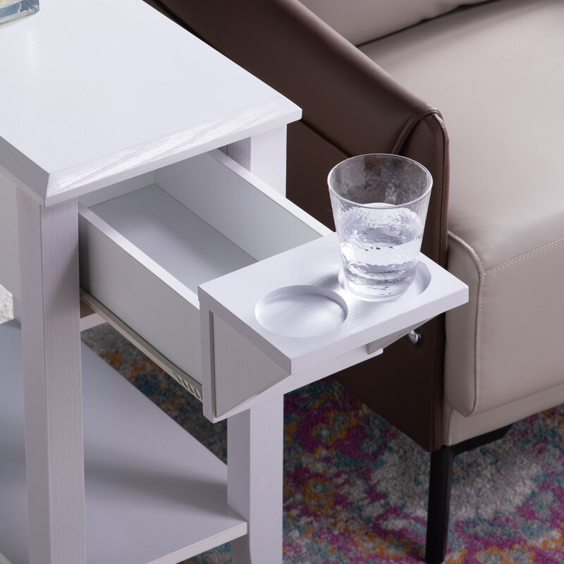 Mesa auxiliar blanca elegante con diseño ID USA 223048 para decoración elegante del hogar, mesa auxiliar moderna para sala de estar o dormitorio