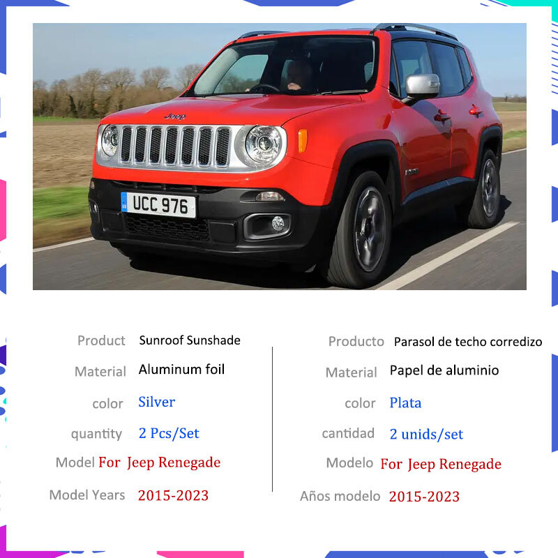 Car Sunroof Sunshade for Jeep Renegade 2023-2015 2017 2018 2020 2021 Auto Accessories Roof Sunscreen Heat Insulation Windscreen