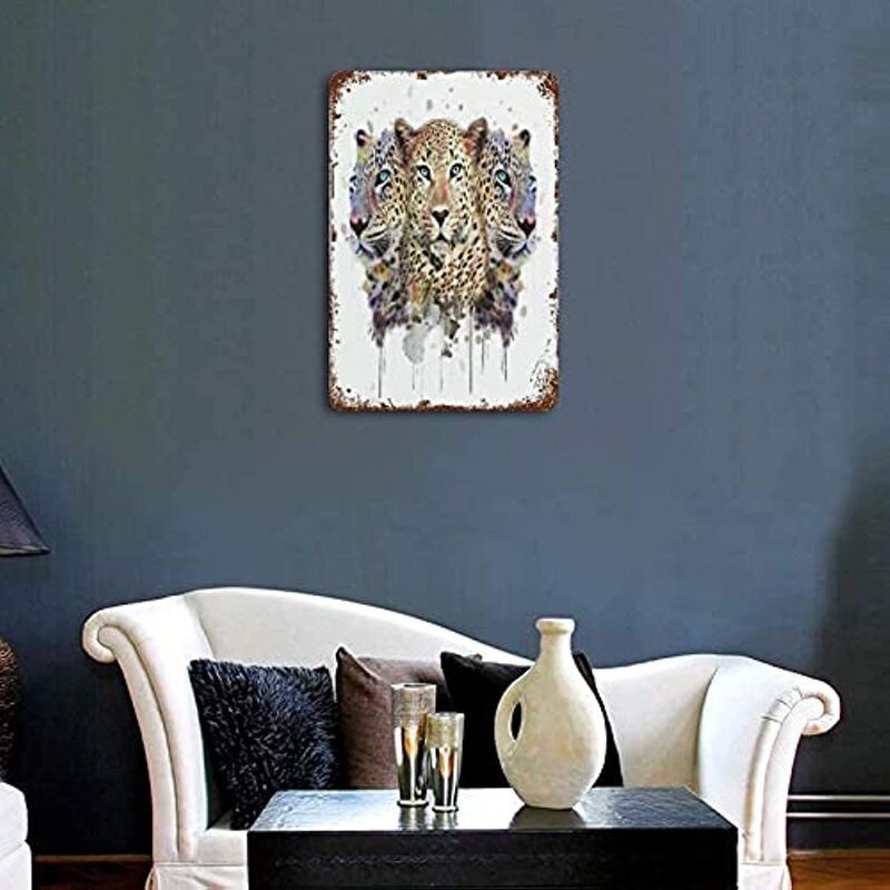 Impresión Animal de leopardo, cartel de hojalata para pared, pintura de hierro, decoración de pared, arte Retro, cartel colgante, decoración para interiores