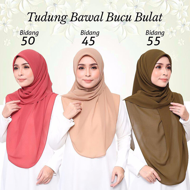 47 inch Muslim Square Instant Turban Plain Inner Scarf Hijab Chiffon Women Fashion Islamic Scarves Woman (120*120CM)