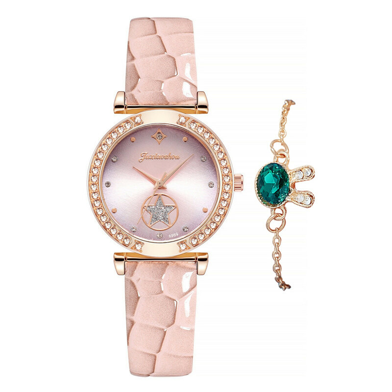 Orologi da donna Set di braccialetti per orologi al quarzo cinturino liscio da donna orologio al quarzo da lavoro orologio da polso da donna