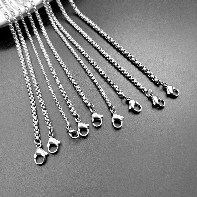 Веревочная цепь, коробка, ожерелье, цепи из нержавеющей стали, искусственные браслеты, ювелирные изделия, серебряные ожерелья, веревка, модное ожерелье, твист D9j3