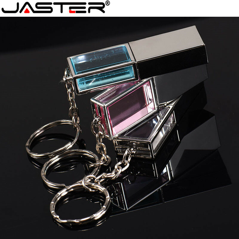 JASTER-memoria USB 2,0 de Metal, Pendrive de Vidrio colorido de 16GB, 8GB, almacenamiento externo