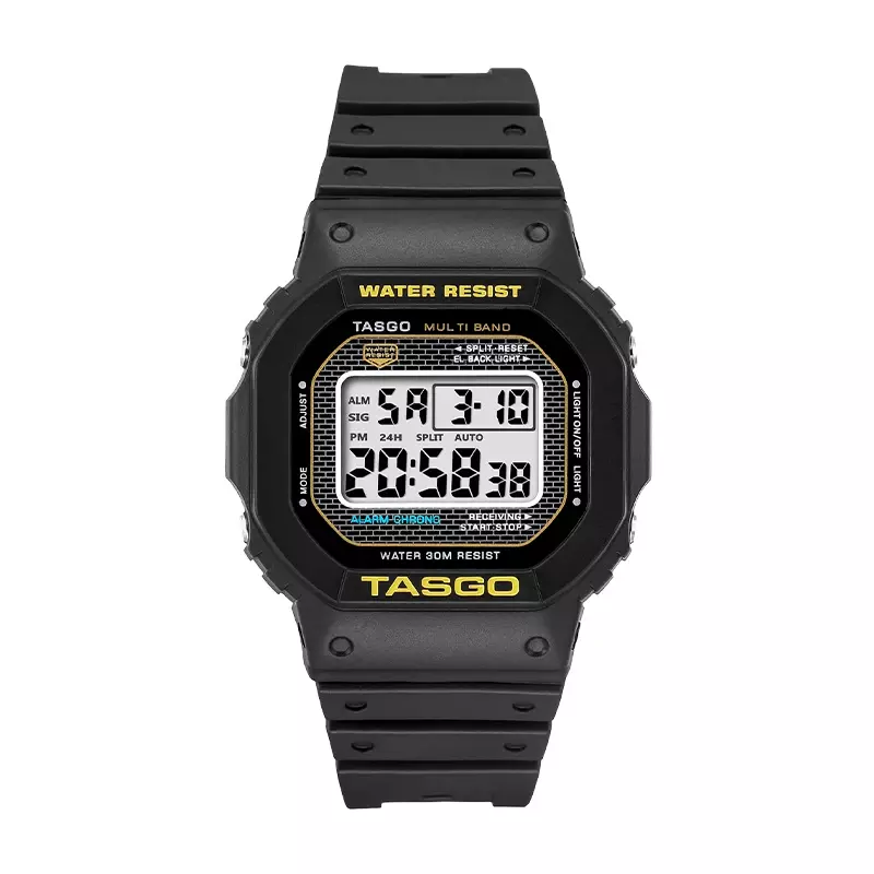 TASGO-Relógio Esportivo Quartz Digital para Homens, Mostrador LED Quadrado, Função Completa, Hora Mundial, Lâmpada de Levantamento Automático de Mão, Série Oak, T110