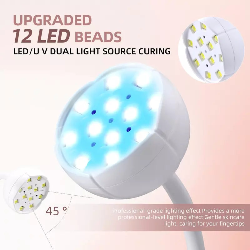 Nowa bezprzewodowa lampa LED UV z możliwością wielokrotnego ładowania lampa do paznokci suszarki do paznokci 360 ° z inteligentnym dotykowym narzędzie do paznokci