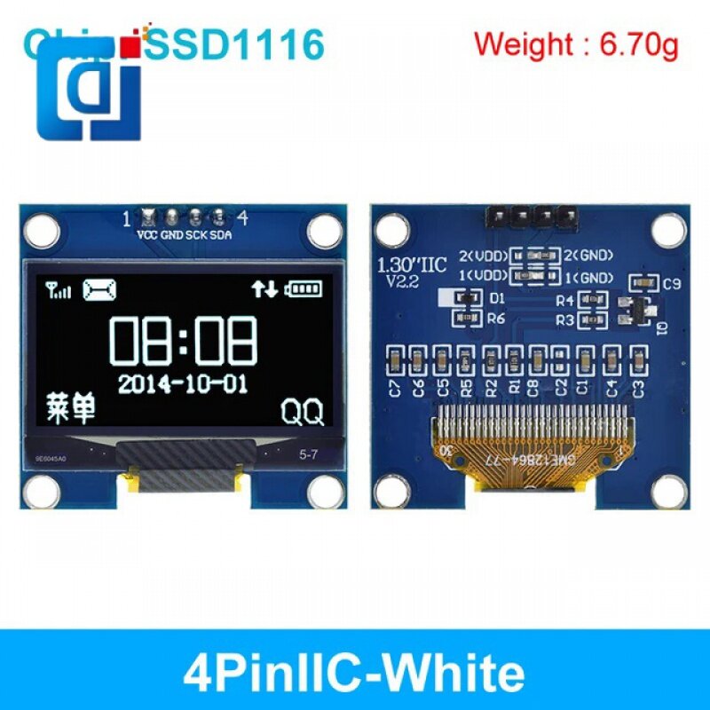 Módulo OLED SPI e IIC I2C, 1, 3 Polegada, cor branca e azul, módulo de display LED LCD, comunicar, 128x64