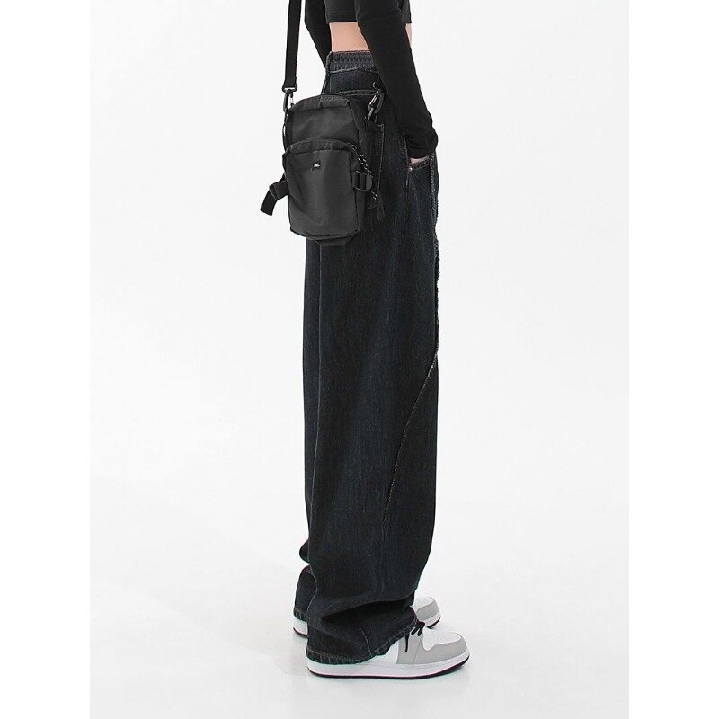 Мужские и женские повседневные мешковатые джинсы свободного покроя с вышивкой черные прямые брюки Y2k джинсы для женщин в стиле бойфренд 5XL