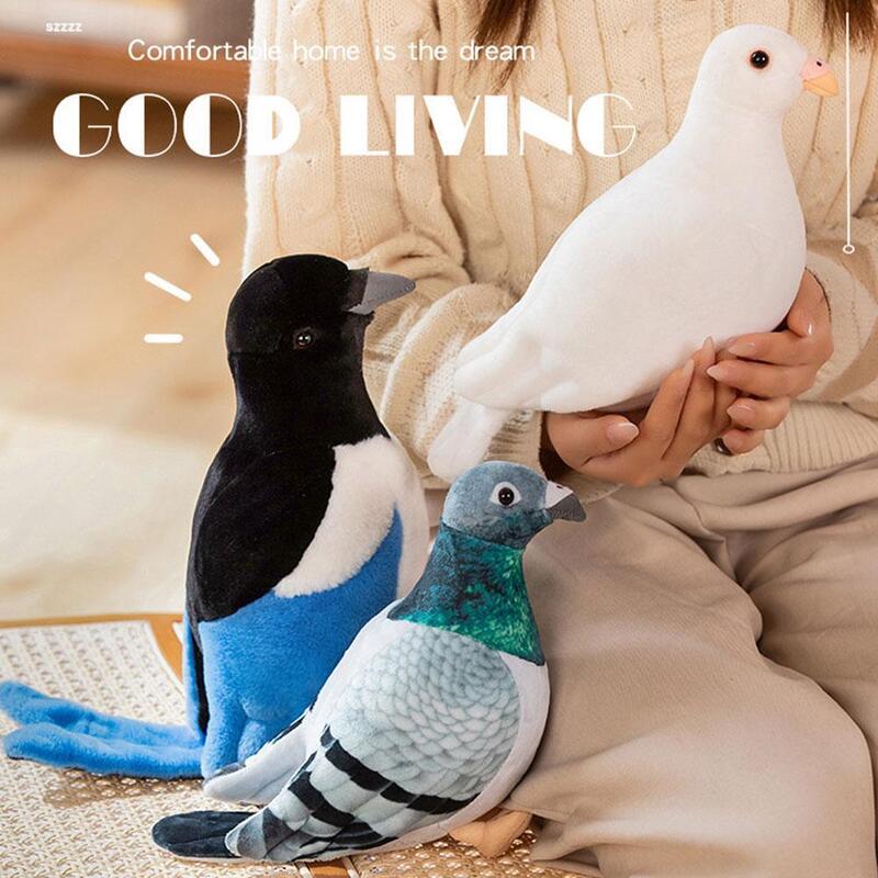 Peluche pigeon réaliste de haute qualité, pigeons gris et blancs, collection de jouets et cadeaux
