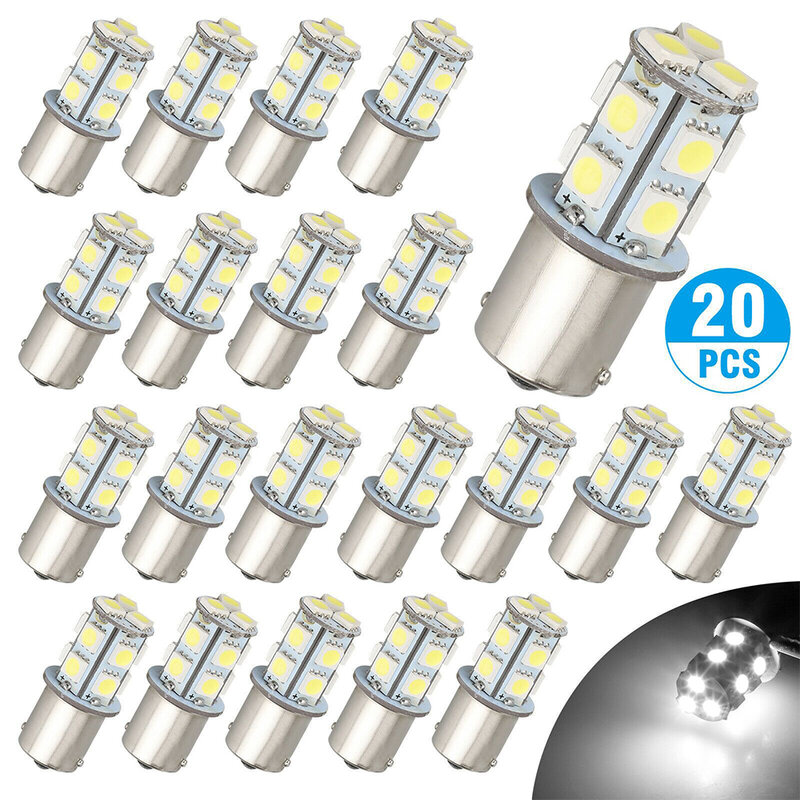 20x 1156 1141 13SMD RV Camper Trailer LED Interior Light Bulbs Aluminum Alloy Material Long lasting Performance