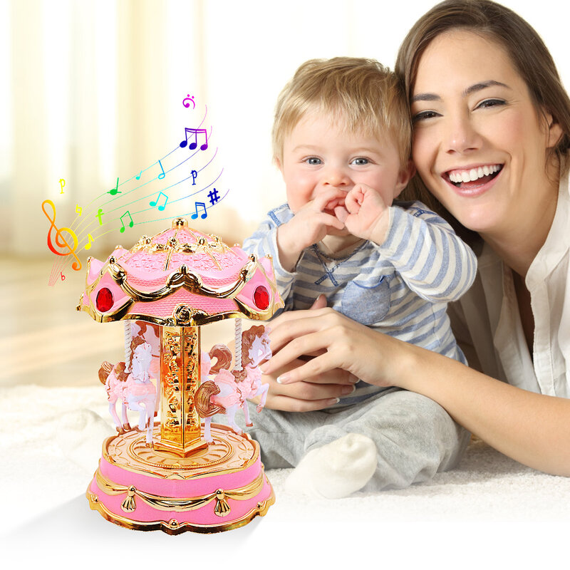 Carousel Music Box, Rotating Windup Music Box, Classic Musical Box Figurine Gift for Birthday, Anniversaries and Mothers Day